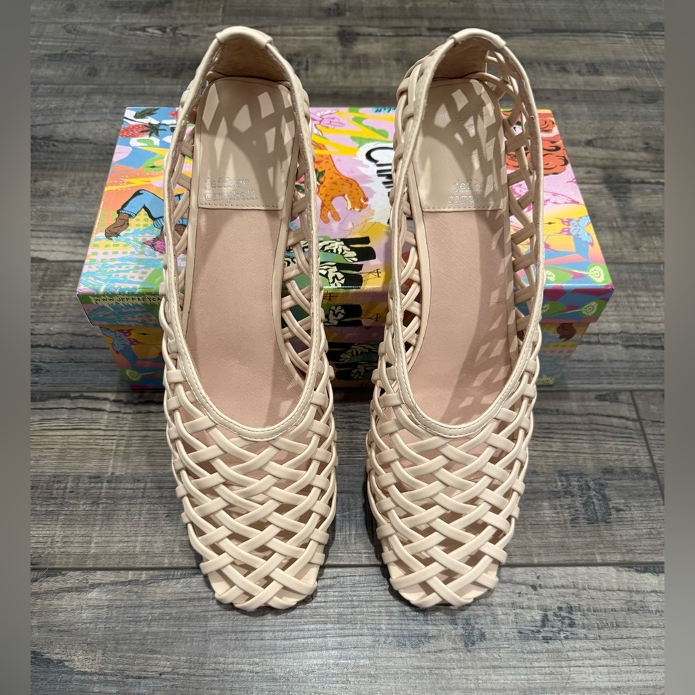 Jeffrey Campbell Encaged Lattice Beige Woven kitten heel pumps 11 - Picture 5 of 10